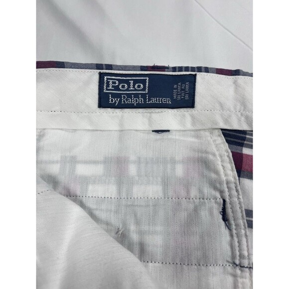 Polo Ralph Lauren Mens Shorts 35 Plaid Chino Maroon Navy Blue Cotton - Picture 5 of 9
